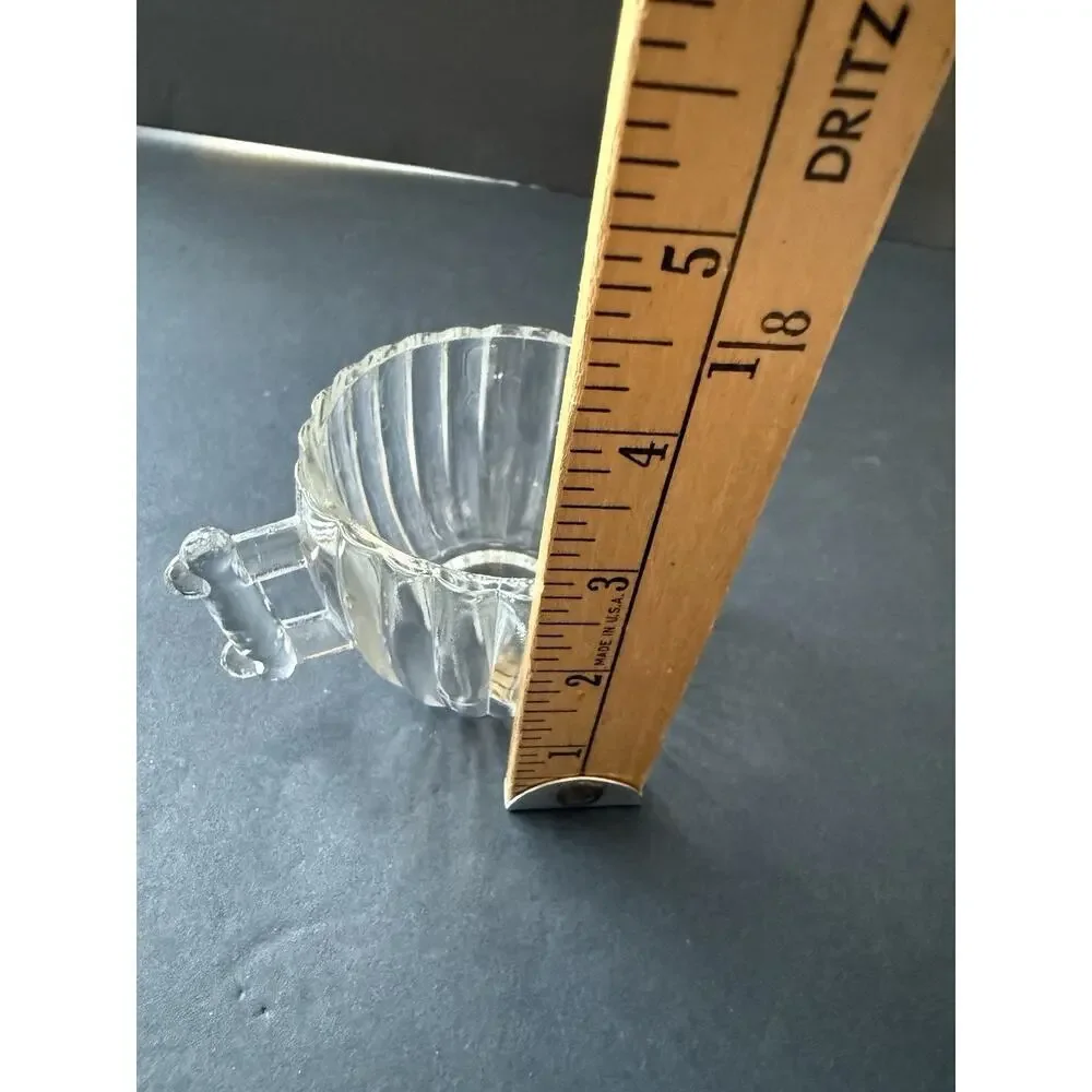Vtg Jeannette National Tea Coffee Punch Cups Ribbed Clear Log Cabin MCM Set (4)